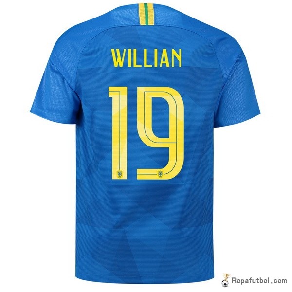 Camiseta Brasil Replica Segunda Ropa Willian 2018 Azul